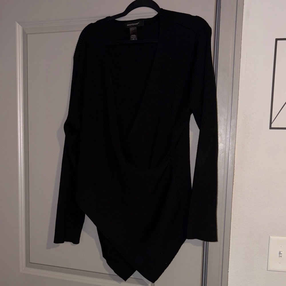 Ashley Stewart Black Ribbed Cardigan